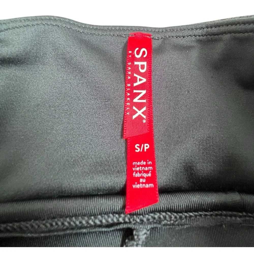 Spanx Womens Small Black Faux Leather Sequin‎ Front High Rise Leggings